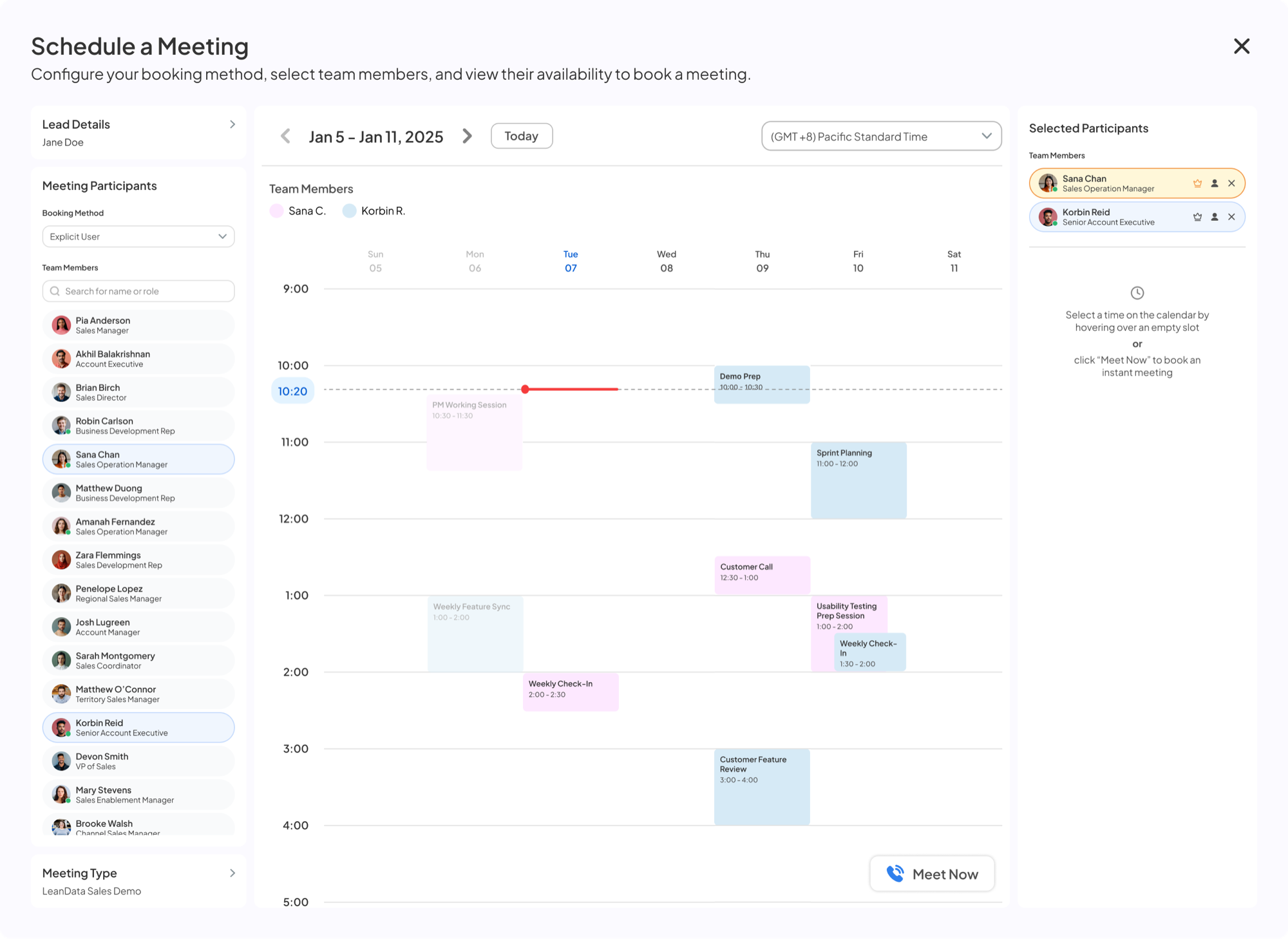 Korbin Reid added, combined calendar showing both participants