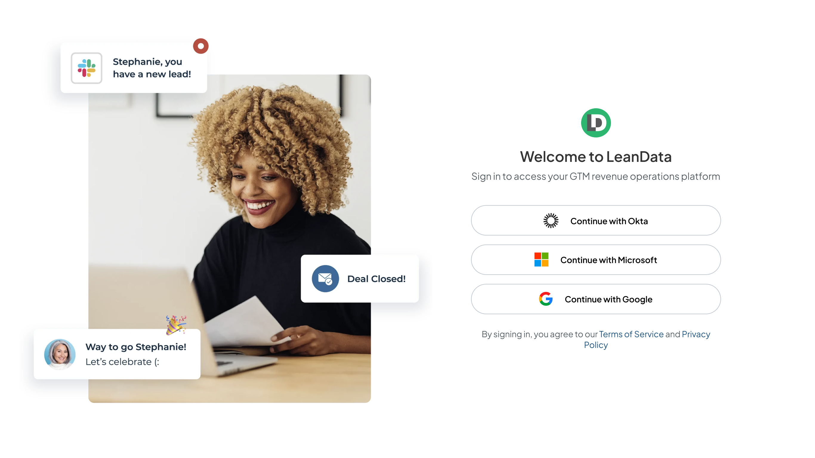 Welcome to LeanData — sign in with Okta, Microsoft, or Google