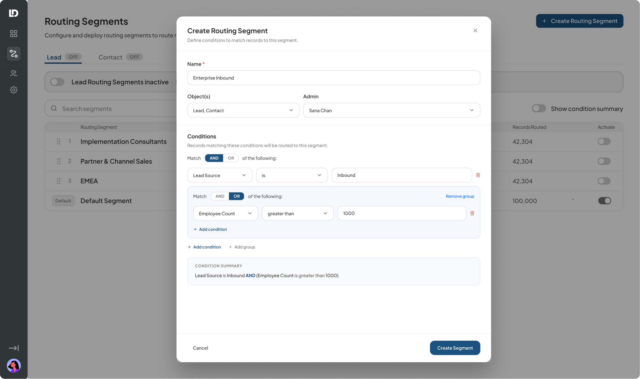 First condition: value input clicked