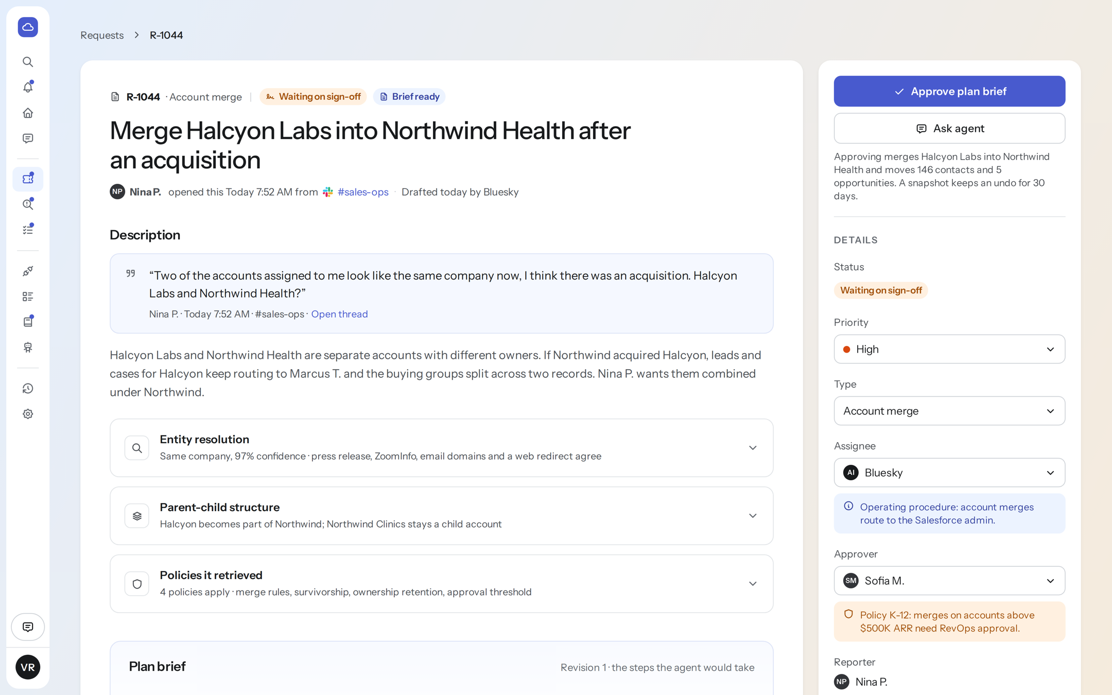 A merge request stopped for approval
