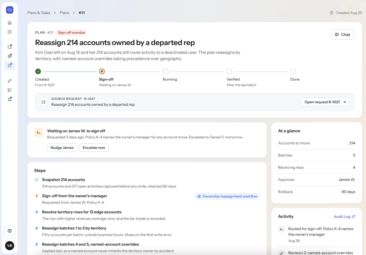 Plan page with the feedback button in the sidebar