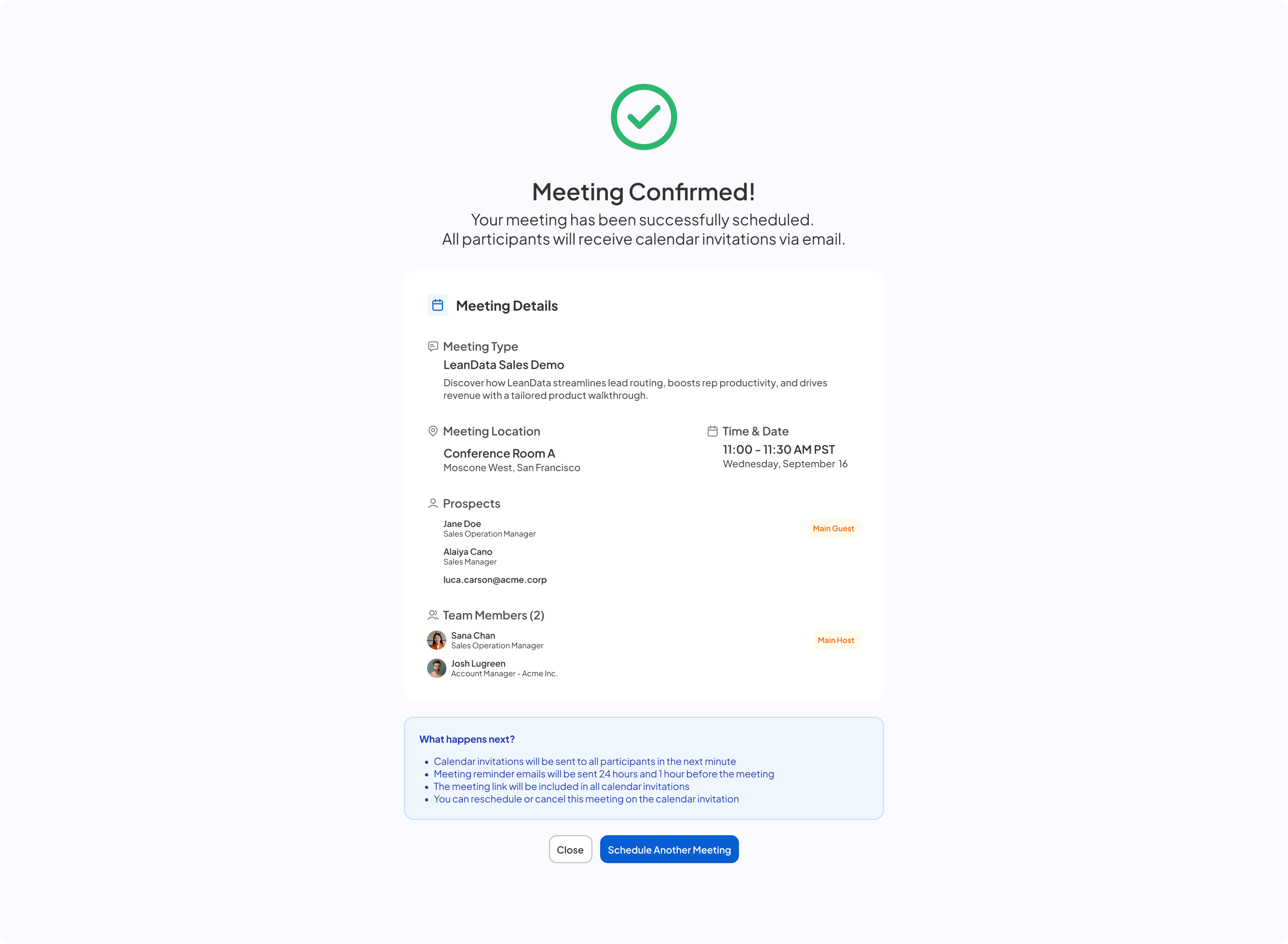 Meeting booked