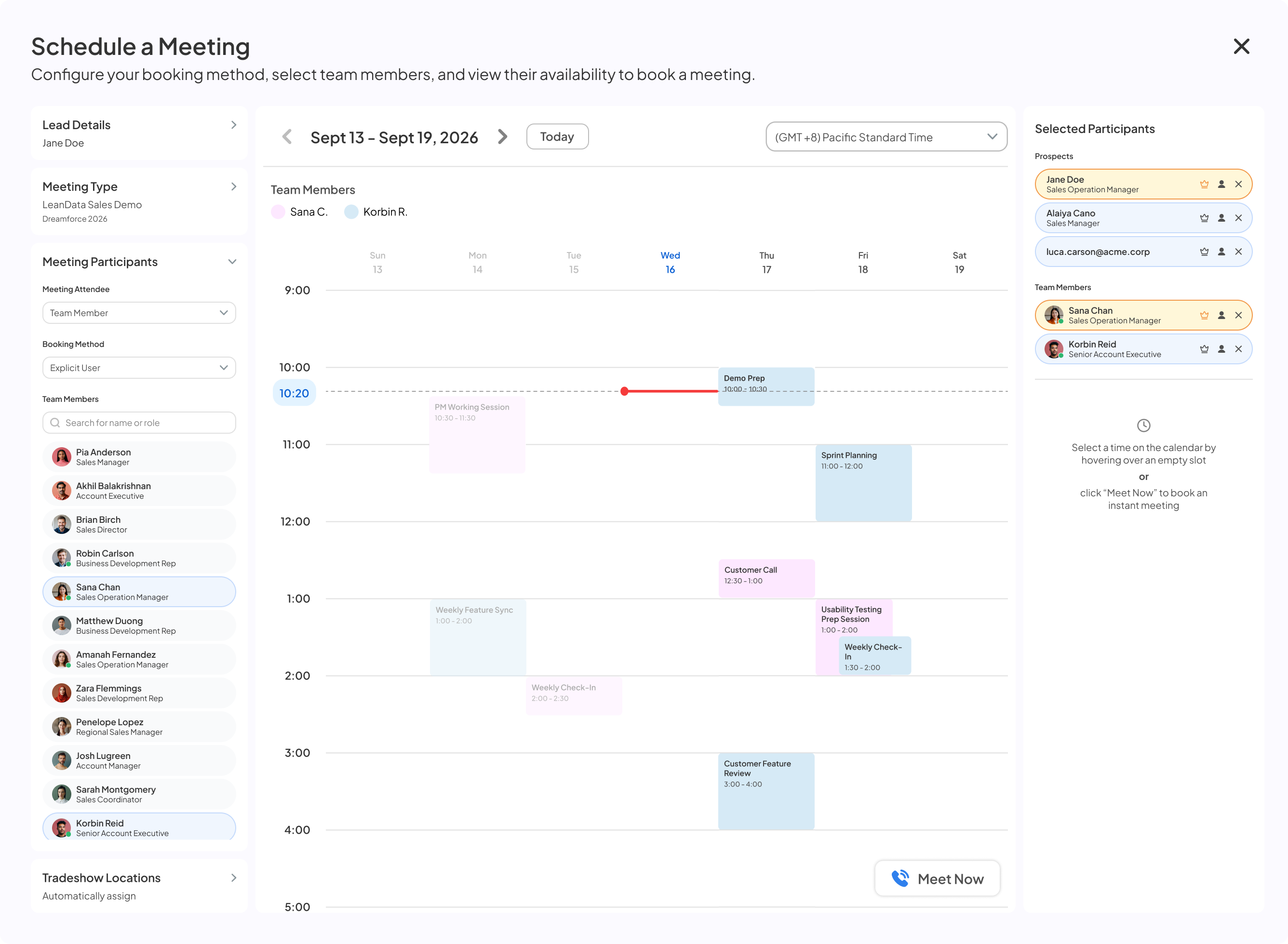 Schedule a Meeting, Tradeshow Locations set to Automatically assign