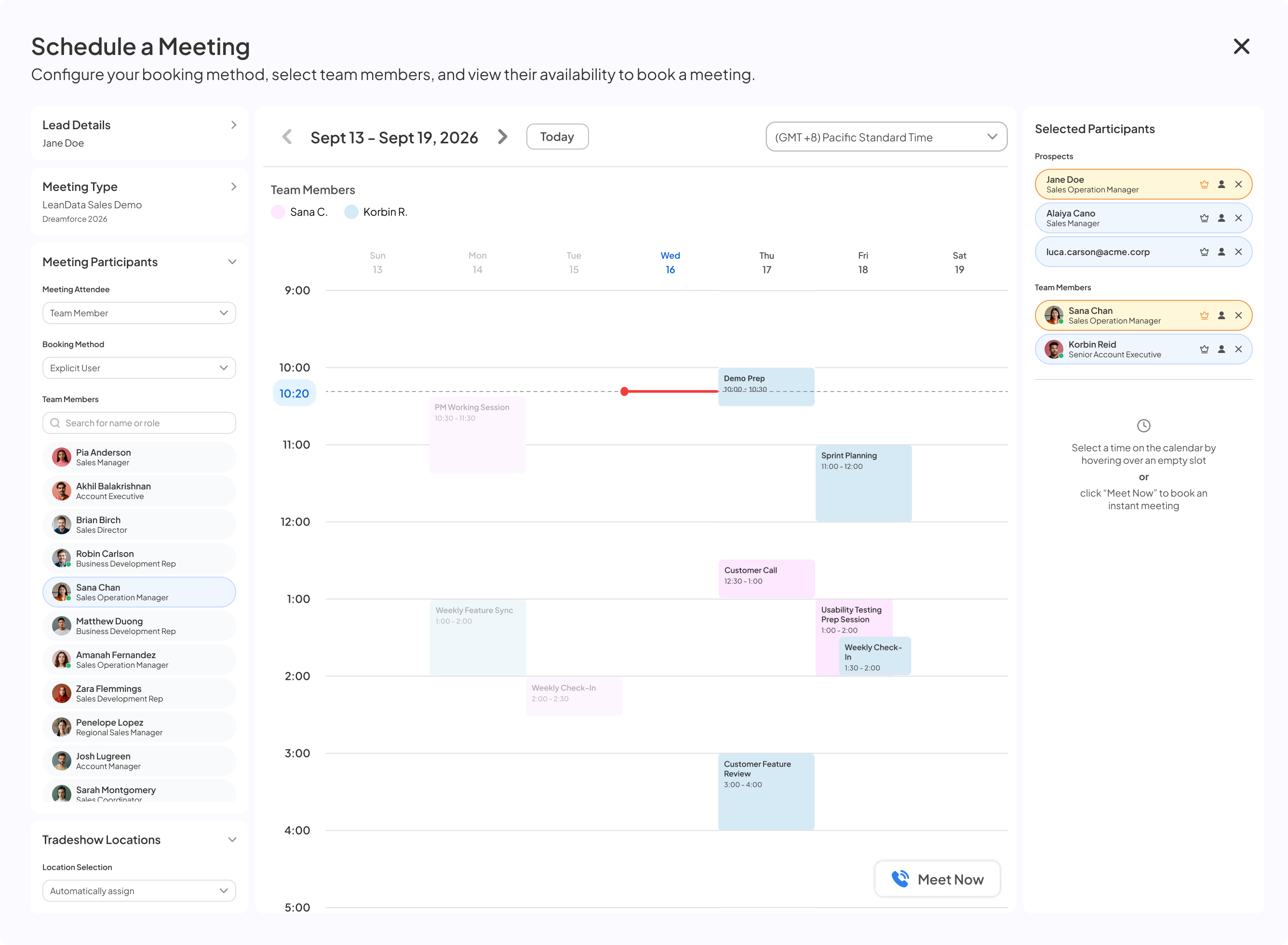 Tradeshow Locations panel expanded