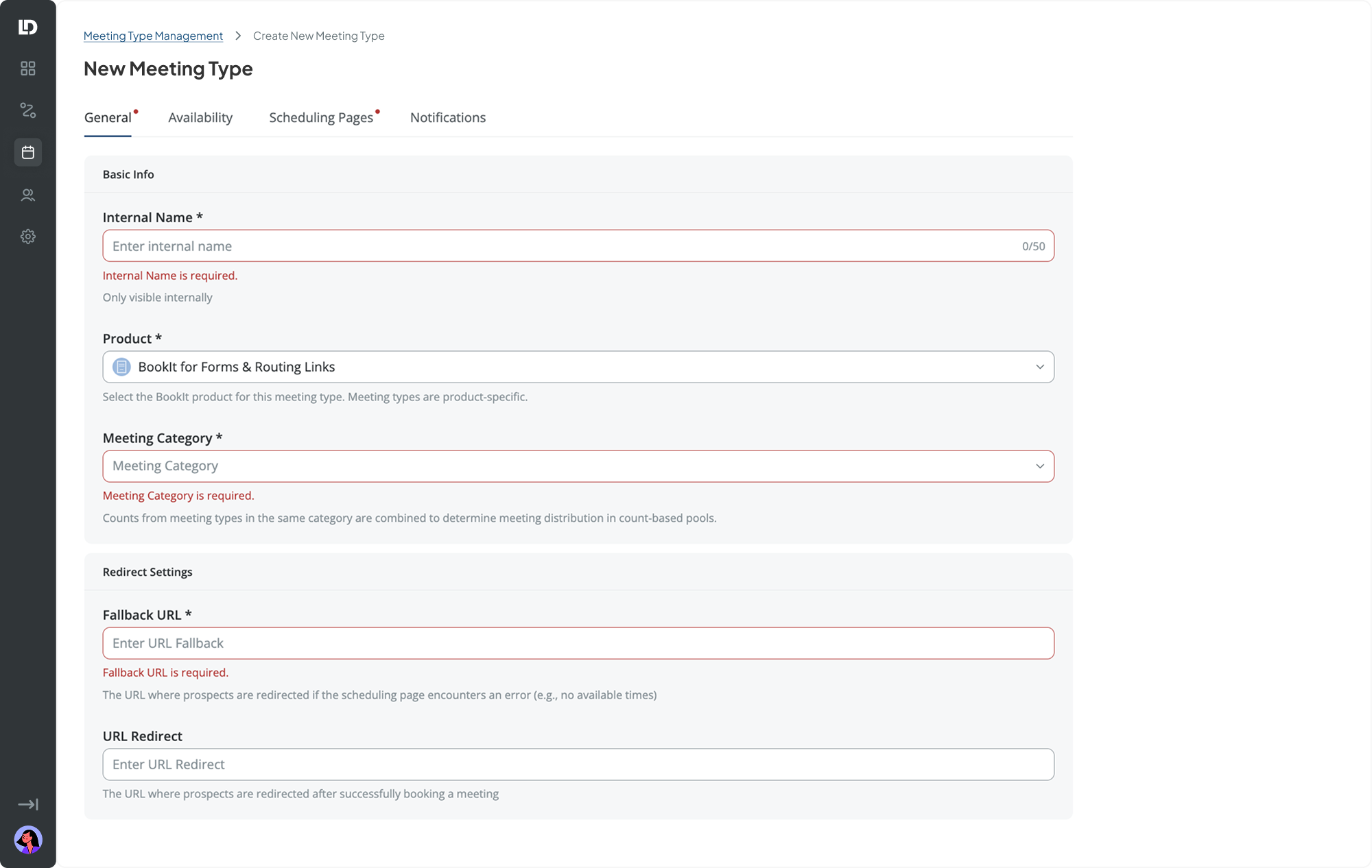 Before: pieces of one event spread across separate BookIt pages